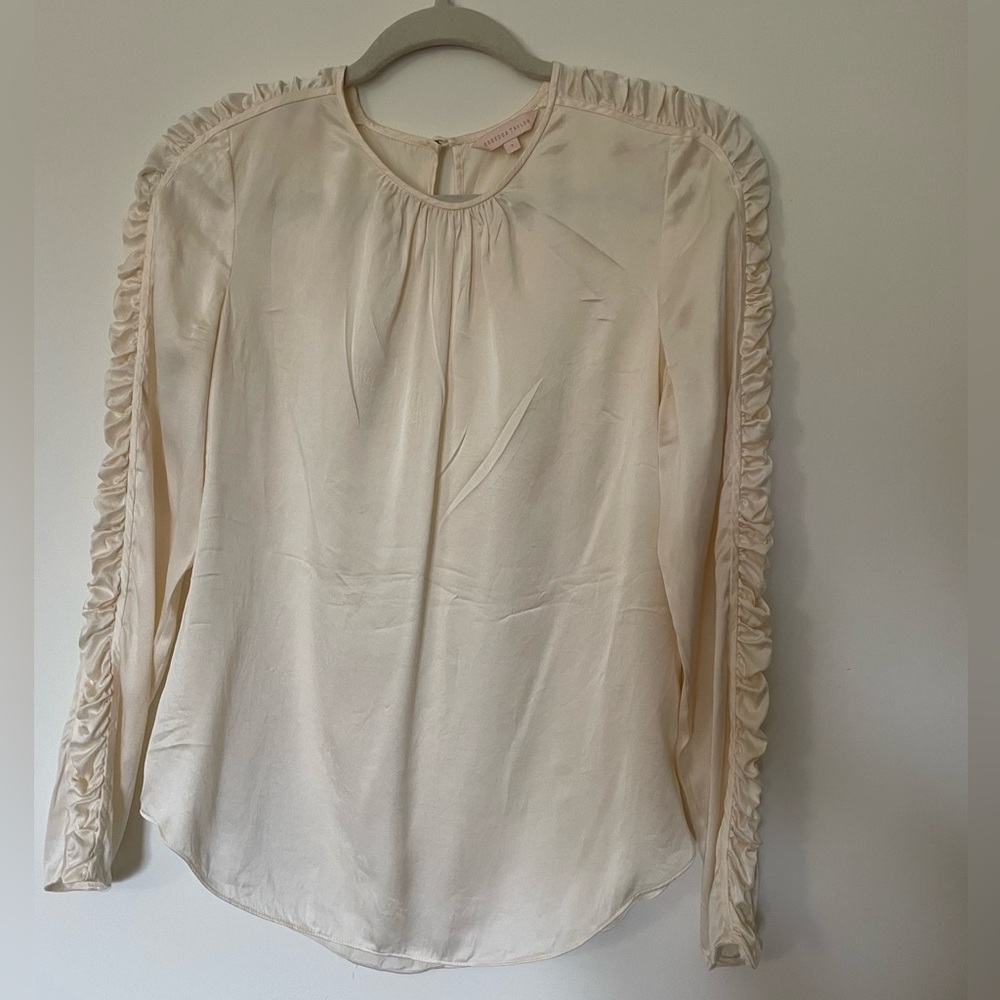 Veronica silk Cream Ruffle Blouse